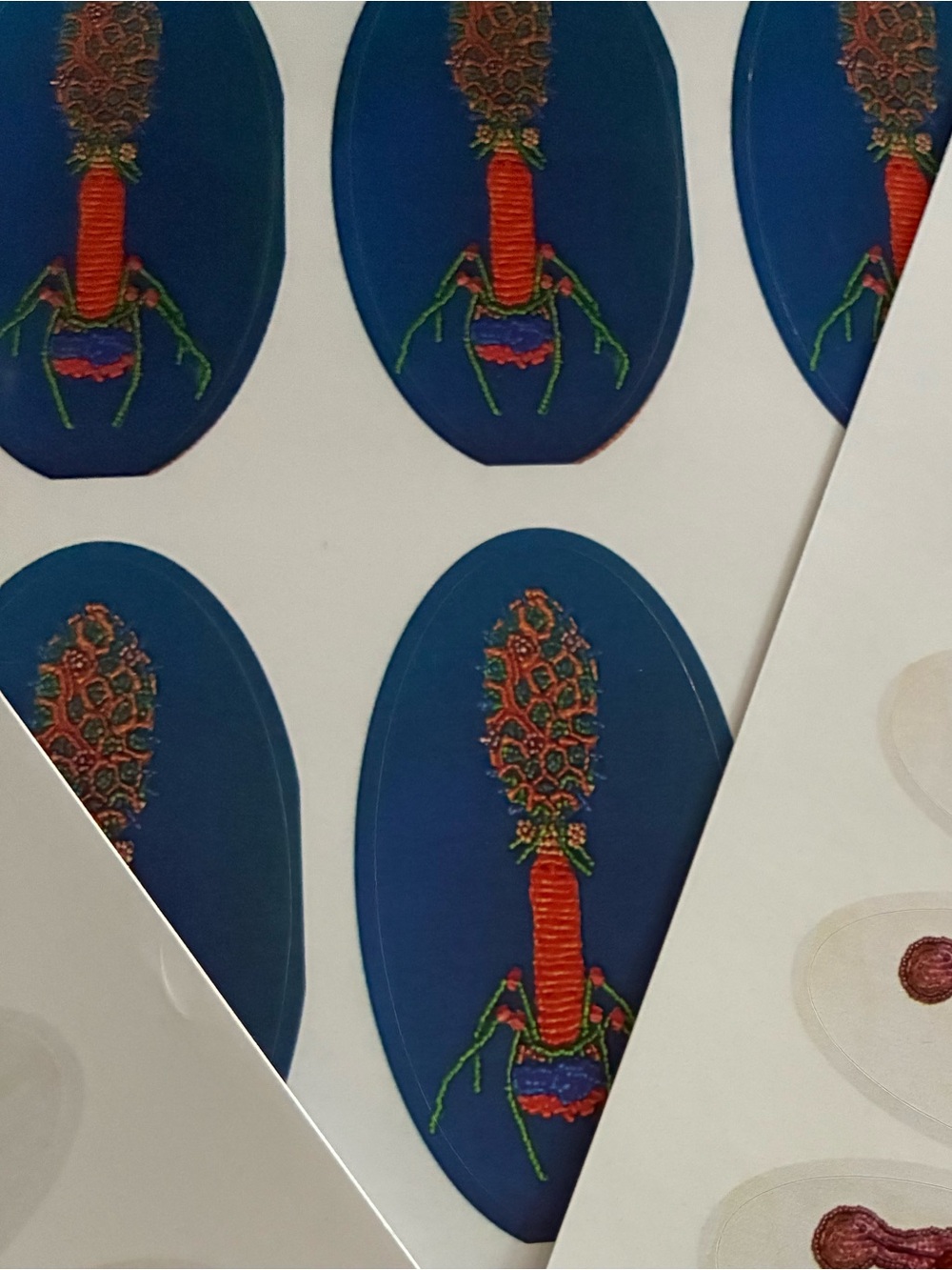 Bacteriophage Sticker Embroidery Print Seed Beaded Virus Art Patch (2”)